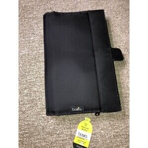 Basics Valet Eco-friendly Beauty Bag w/2 Travel Bottles and Shower Pouf,Black